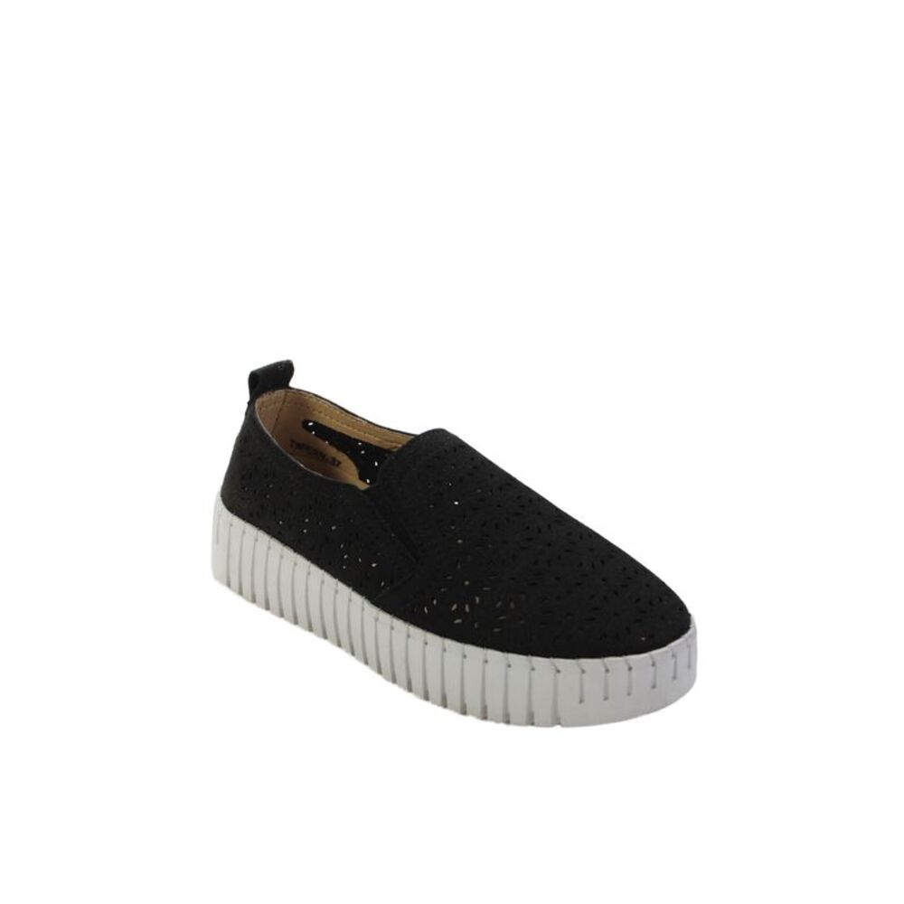 bernie mev. Womens Suede Laser Cut Platform Shoes Black Size 7